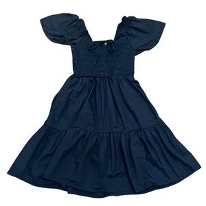 Gap Black Tie-Front Smocked Waist Mini Dress Size Small